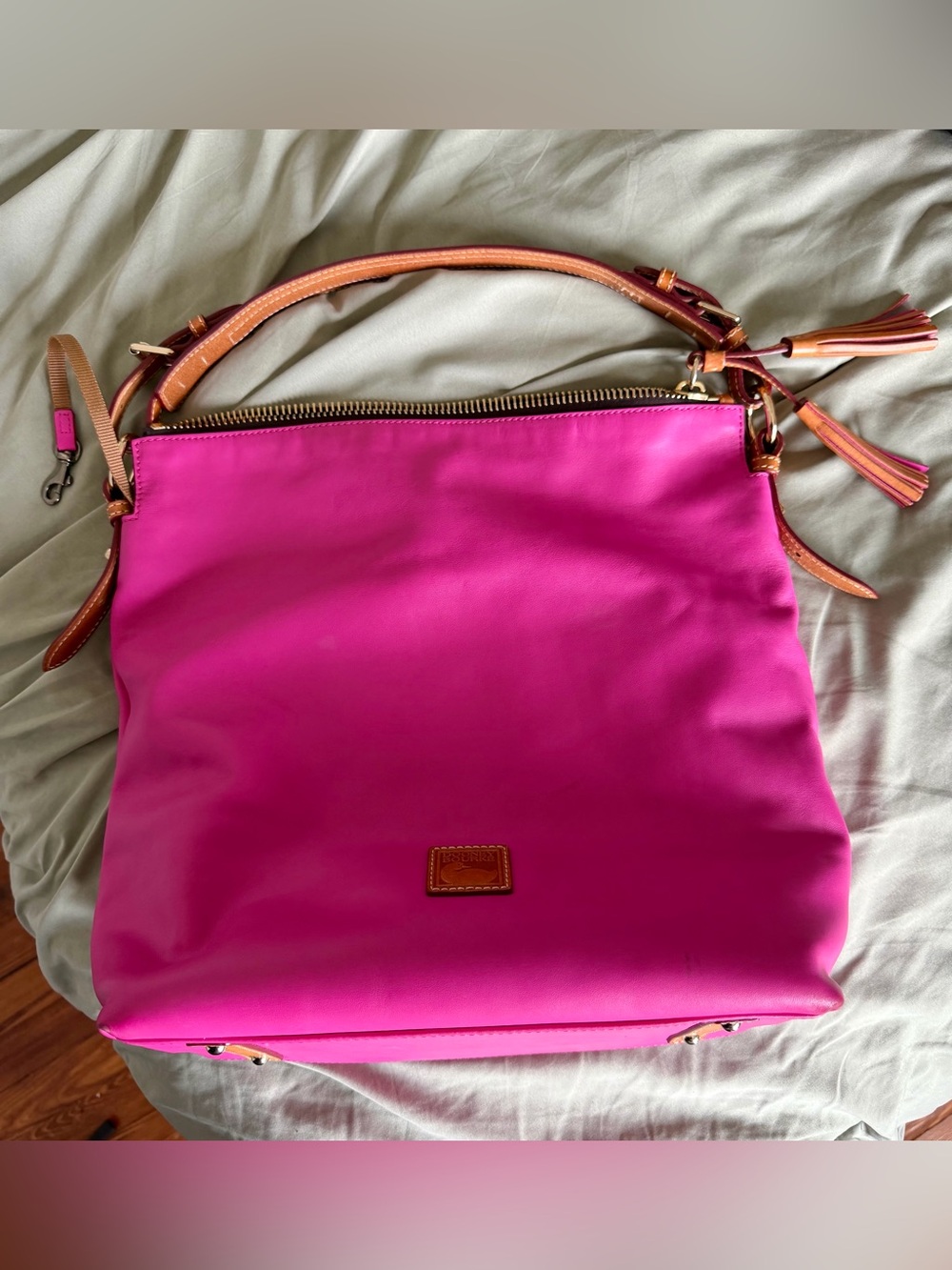 Dooney & Bourke Bright Pink Leather Hobo Tote Bag